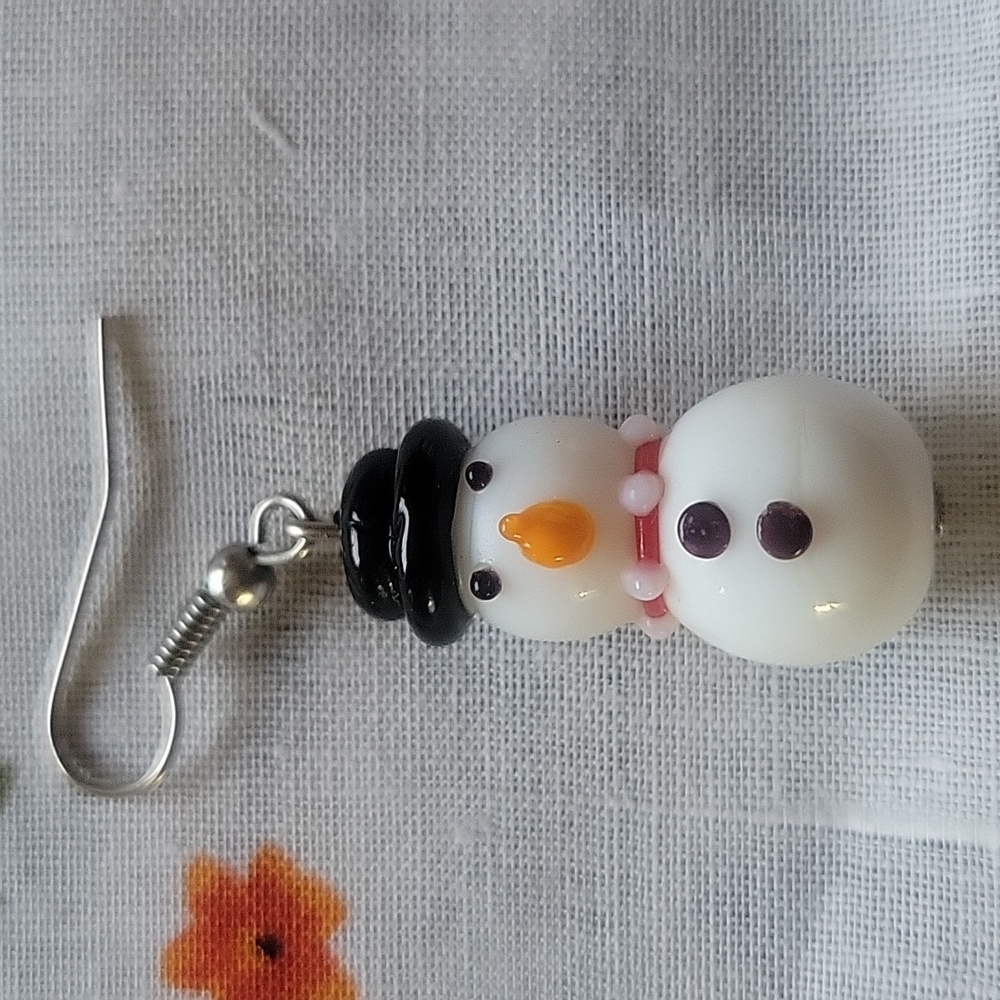 Holidays snowman earrings, set of 3 - Picture 5 of 13